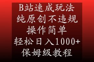 B站速成玩法,纯原创不违规,操作简单,轻松日入1000+,保姆级教程【揭秘】-第一资源网