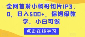 全网首发小杨哥切片IP3.0，日入500+，保姆级教学，小白可做【揭秘】-第一资源网