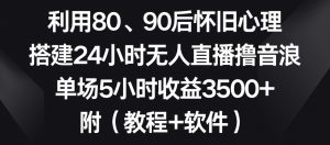 利用80、90后怀旧心理,搭建24小时无人直播撸音浪,单场5小时收益3500+(教程+软件)【揭秘】-第一资源网