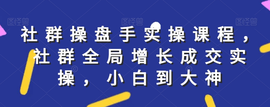 社群实操课程，社群全局增长成交实操，小白到大神-第一资源网