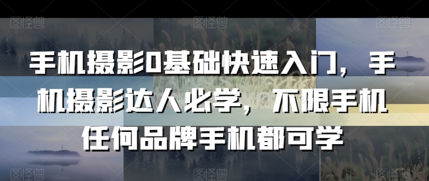 手机摄影0基础快速入门，手机摄影达人必学，不限手机任何品牌手机都可学-第一资源网