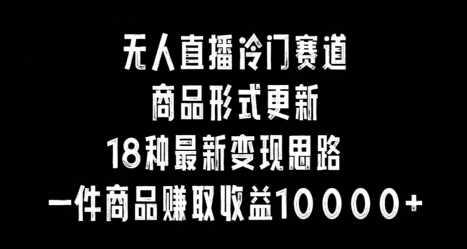 无人直播冷门赛道，商品形式更新，18种变现思路，一件商品赚取收益10000+【揭秘】-第一资源网