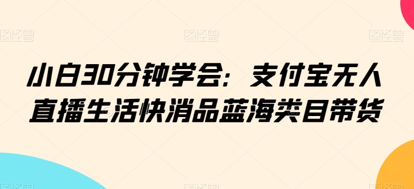 小白30分钟学会：支付宝无人直播生活快消品蓝海类目带货【揭秘】-第一资源网