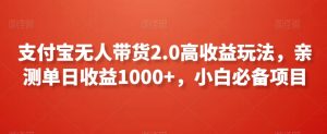 支付宝无人带货2.0高收益玩法，亲测单日收益1000+，小白必备项目【揭秘】-第一资源网