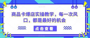 商品卡爆店实操教学,每一次风口,都是最好的机会-第一资源网