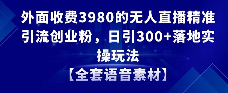 外面收费3980的无人直播精准引流创业粉，日引300+落地实操玩法【全套语音素材】【揭秘】-第一资源网