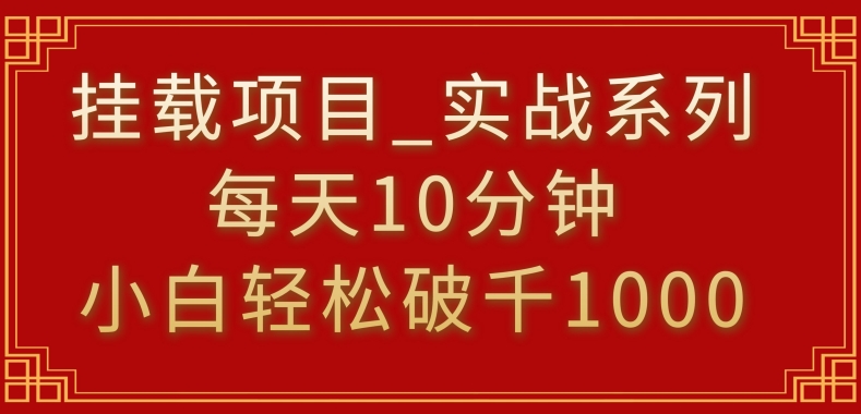 挂载项目，小白轻松破1000，每天10分钟，实战系列保姆级教程【揭秘】-第一资源网