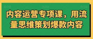 内容运营专项课,用流量思维策划爆款内容-第一资源网
