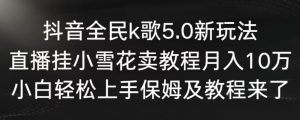 抖音全民k歌5.0新玩法,直播挂小雪花卖教程月入10万,小白轻松上手,保姆及教程来了【揭秘】-第一资源网