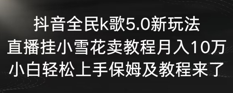 抖音全民k歌5.0新玩法，直播挂小雪花卖教程月入10万，小白轻松上手，保姆及教程来了【揭秘】-第一资源网