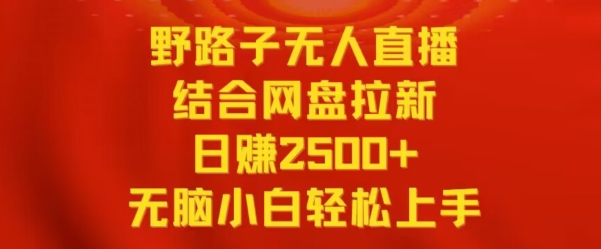 野路子无人直播结合网盘拉新，日赚2500+，小白无脑轻松上手【揭秘】-第一资源网