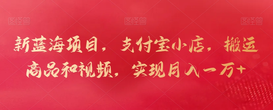 新蓝海项目，支付宝小店，搬运商品和视频，实现月入一万+【揭秘】-第一资源网