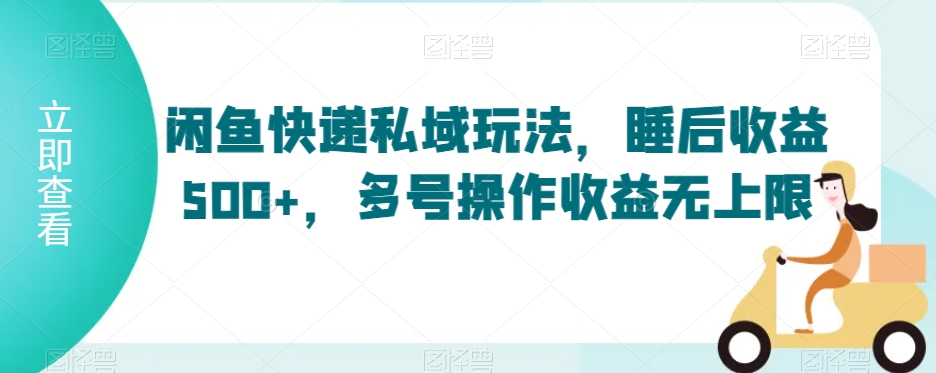 闲鱼快递私域玩法，睡后收益500+，多号操作收益无上限【揭秘】-第一资源网