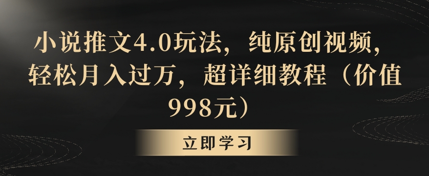 小说推文4.0玩法，纯原创视频，轻松月入过万，超详细教程（价值998元）【揭秘】-第一资源网