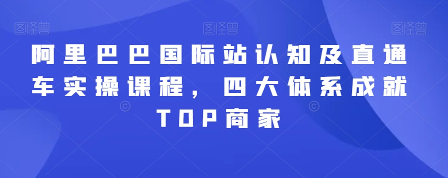 阿里巴巴国际站认知及直通车实操课程，四大体系成就TOP商家-第一资源网