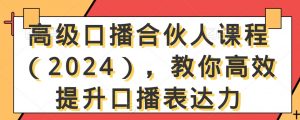 高级口播合伙人课程(2024),教你高效提升口播表达力-第一资源网