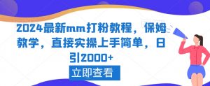 2024最新mm打粉教程,保姆教学,直接实操上手简单,日引2000+【揭秘】-第一资源网