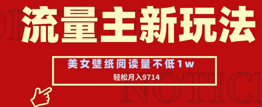 流量主新玩法，美女壁纸和头像，阅读量不低于1w，月入9741【揭秘】-第一资源网