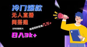 冷门爆款直播间手把手搭建,流量巨大,日入3k+【揭秘】-第一资源网
