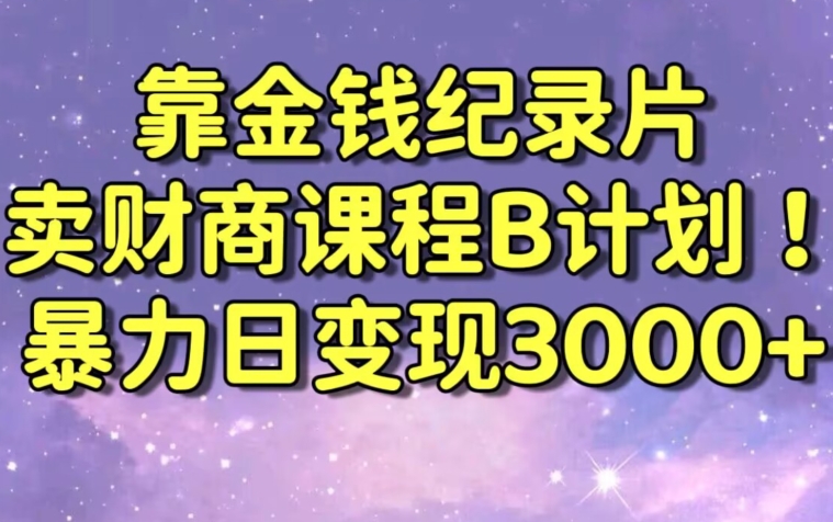 财经纪录片联合财商课程的变现策略，暴力日变现3000+，喂饭级别教学【揭秘】-第一资源网