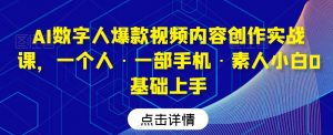 AI数字人爆款视频内容创作实战课,一个人·一部手机·素人小白0基础上手-第一资源网