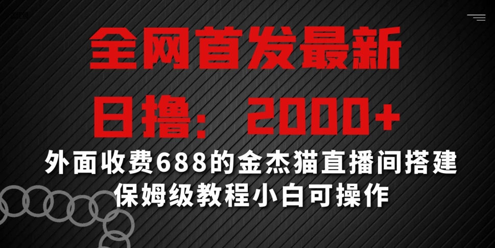 全网首发最新，日撸2000+，外面收费688的金杰猫直播间搭建，保姆级教程小白可操作【揭秘】-第一资源网