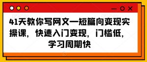 41天教你写网文—短篇向变现实操课,快速入门变现,门槛低,学习周期快-第一资源网