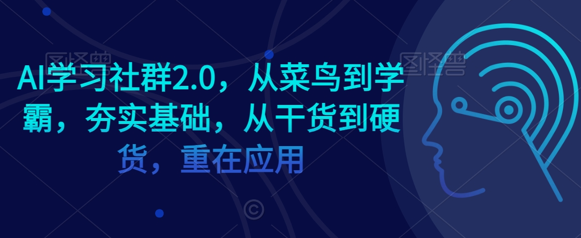 AI学习社群2.0，从菜鸟到学霸，夯实基础，从干货到硬货，重在应用-第一资源网