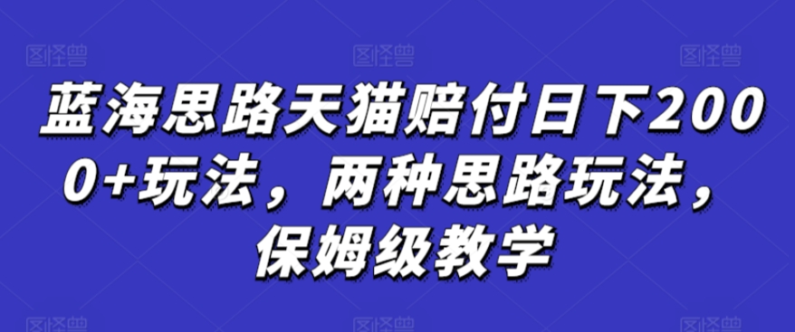 蓝海思路天猫赔付日下2000+玩法，两种思路玩法，保姆级教学【仅揭秘】-第一资源网