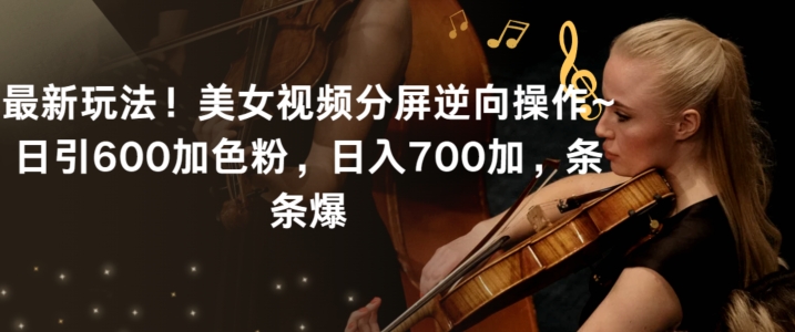最新玩法！美女视频分屏逆向操作~日引600加色粉，日入700加，条条爆【揭秘】-第一资源网