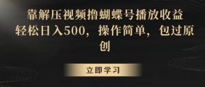 靠解压视频撸蝴蝶号播放收益,轻松日入500,操作简单,包过原创【揭秘】-第一资源网