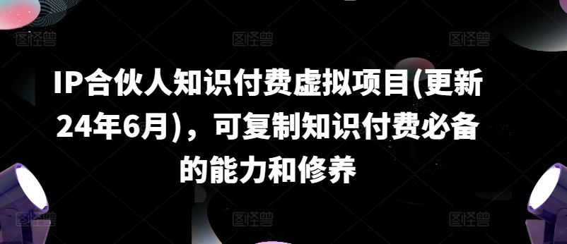 IP合伙人知识付费虚拟项目(更新24年6月)，可复制知识付费必备的能力和修养-第一资源网