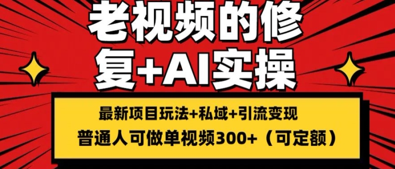 修复老视频的玩法，搬砖+引流的变现(可持久)，单条收益300+【揭秘】-第一资源网