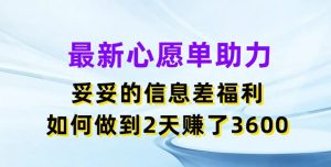 最新心愿单助力，妥妥的信息差福利，两天赚了3.6K【揭秘】-第一资源网