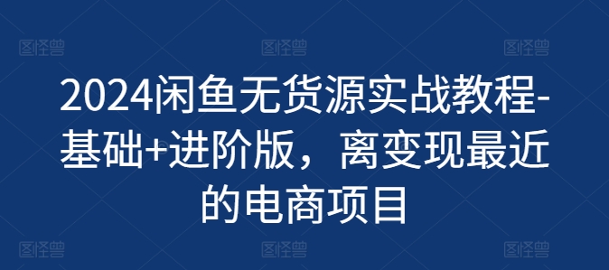 2024闲鱼无货源实战教程-基础+进阶版，离变现最近的电商项目-第一资源网