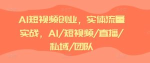 AI短视频创业,实体流量实战,AI/短视频/直播/私域/团队-第一资源网