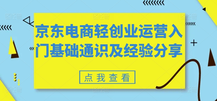 京东电商轻创业运营入门基础通识及经验分享-第一资源网