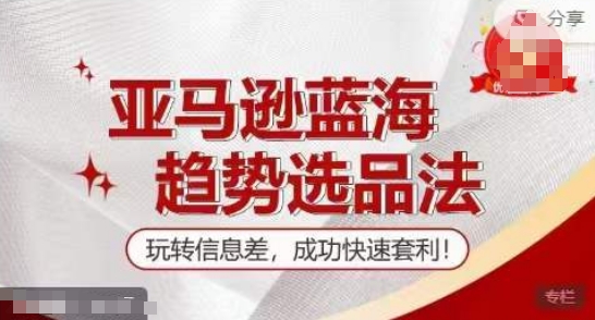 【训练营】亚马逊蓝海趋势选品法，玩转信息差，成功快速套利-第一资源网