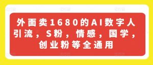 外面卖1680的AI数字人引流,S粉,情感,国学,创业粉等全通用-第一资源网