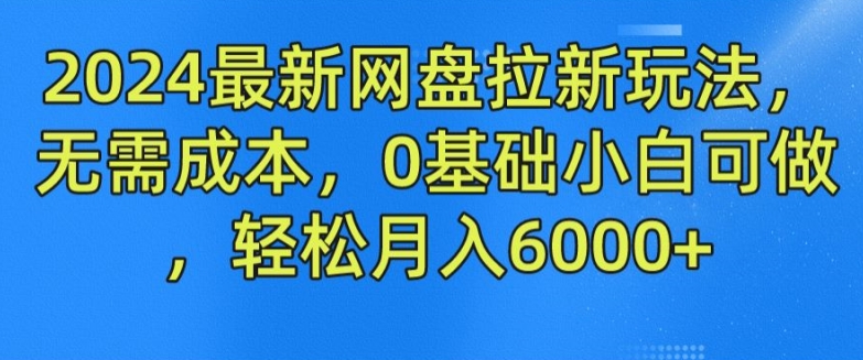 2024最新网盘拉新玩法，无需成本，0基础小白可做，轻松月入6000+【揭秘】-第一资源网