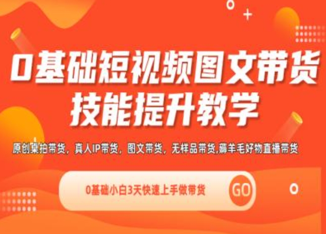 0基础短视频图文带货实操技能提升教学(直播课+视频课),0基础小白3天快速上手做带货-第一资源网