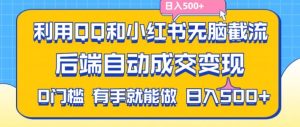 利用QQ和小红书无脑截流拼多多助力粉，不用拍单发货，后端自动成交变现，日入500+【揭秘】-第一资源网