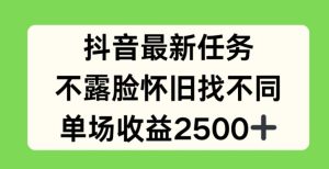 抖音最新任务,不露脸怀旧找不同,单场收益2.5k【揭秘】-第一资源网