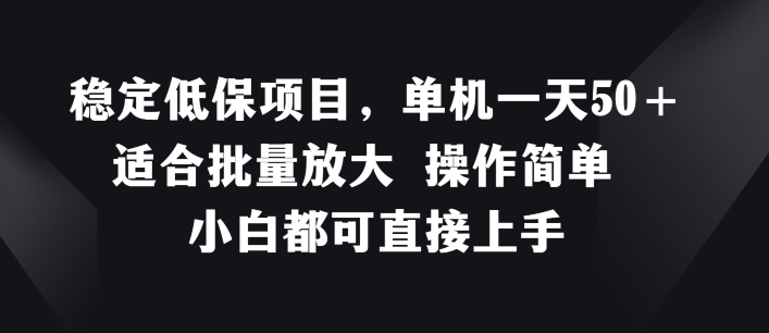 稳定低保项目，单机一天50+适合批量放大 操作简单 小白都可直接上手【揭秘】-第一资源网