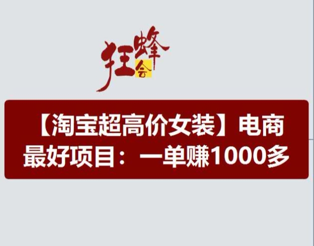 淘宝超高价女装项目，电商最好赛道，一单赚1000多-第一资源网