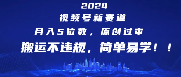 2024视频号新赛道，月入5位数+，原创过审，搬运不违规，简单易学【揭秘】-第一资源网