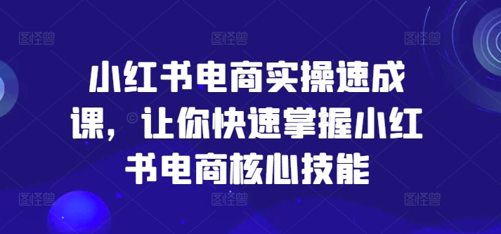 小红书电商实操速成课，让你快速掌握小红书电商核心技能-第一资源网