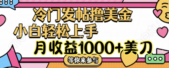 冷门发帖撸美金项目，月收益1000+美金，简单无脑，干就完了【揭秘】-第一资源网
