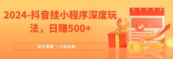 2024全网首次披露，抖音挂小程序深度玩法，日赚500+，简单、稳定，带渠道收入，小白必做【揭秘】-第一资源网