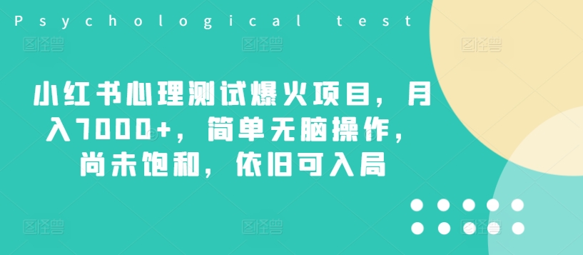 小红书心理测试爆火项目，月入7000+，简单无脑操作，尚未饱和，依旧可入局-第一资源网